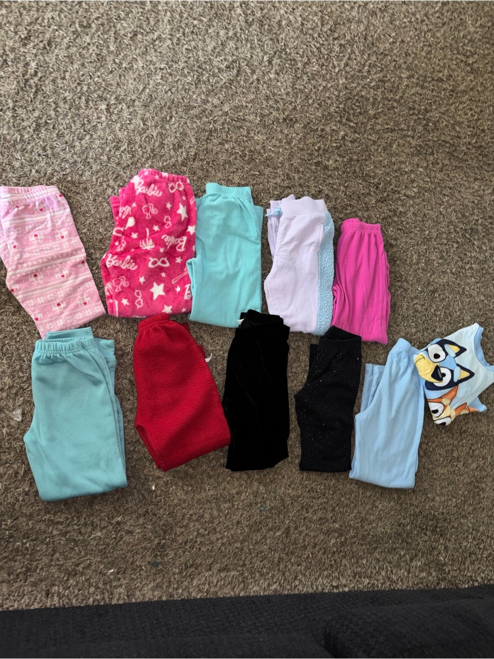 Size 6/7 pajama bottoms and leggings lot of 10